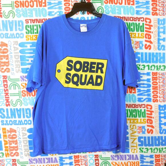 Sober Squad Best Buy Logo Parody T Shirt Size XL Blue Sobriety - Picture 1 of 4